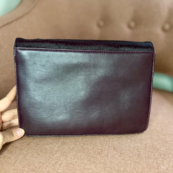 DKNY Brown/Burgundy Leather and Calf Hair Clutch Purse - Picture 2 of 3